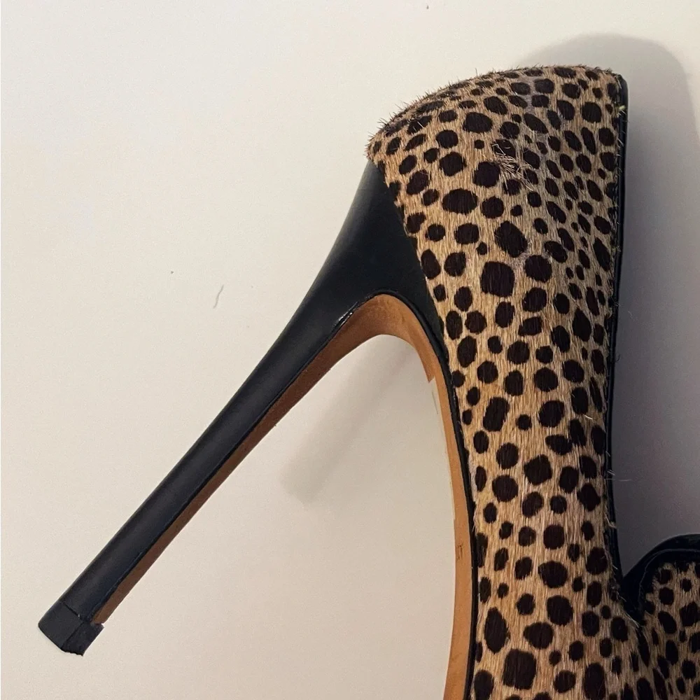 Y2K Ann Taylor Fur Cheetah Print Platform Heels Fall Chic Office Holiday Party